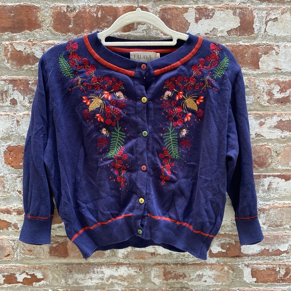 Palava ModCloth Vera Cardigan in Navy Berries Size M